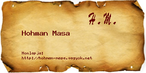 Hohman Masa névjegykártya